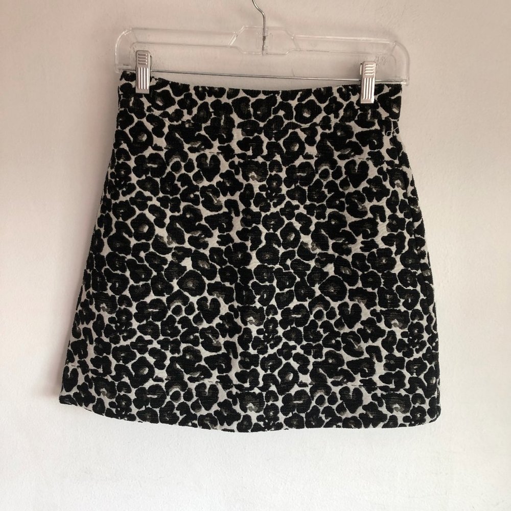 TOPSHOP Jacquard Cheetah Print A-Line Mini Skirt 4